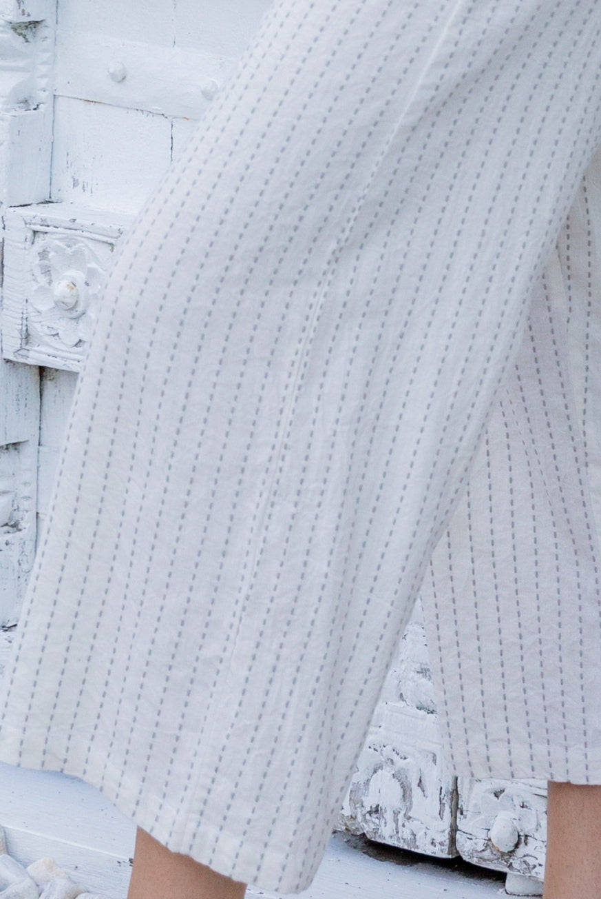 Naples Cotton Pants with Decorative Stitch Detail