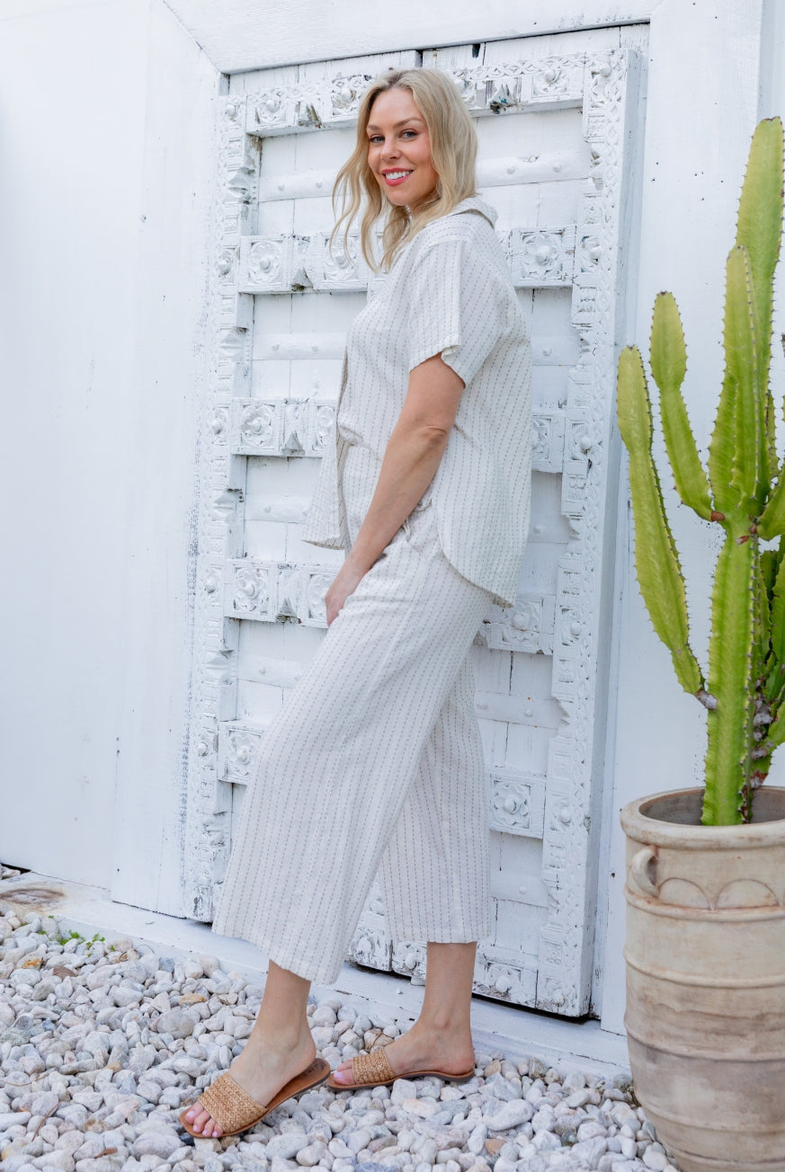 Naples Cotton Pants with Decorative Stitch Detail