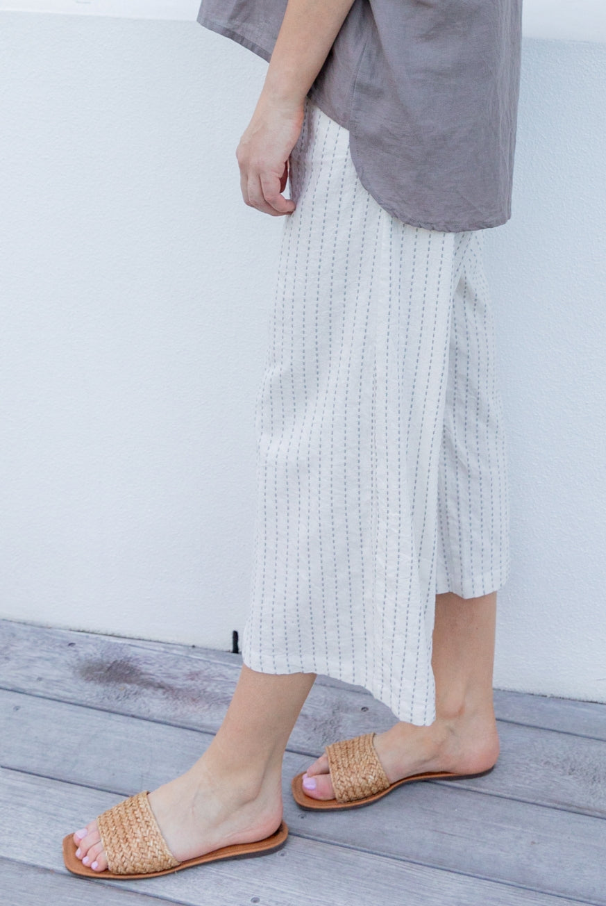 Naples Cotton Pants with Decorative Stitch Detail