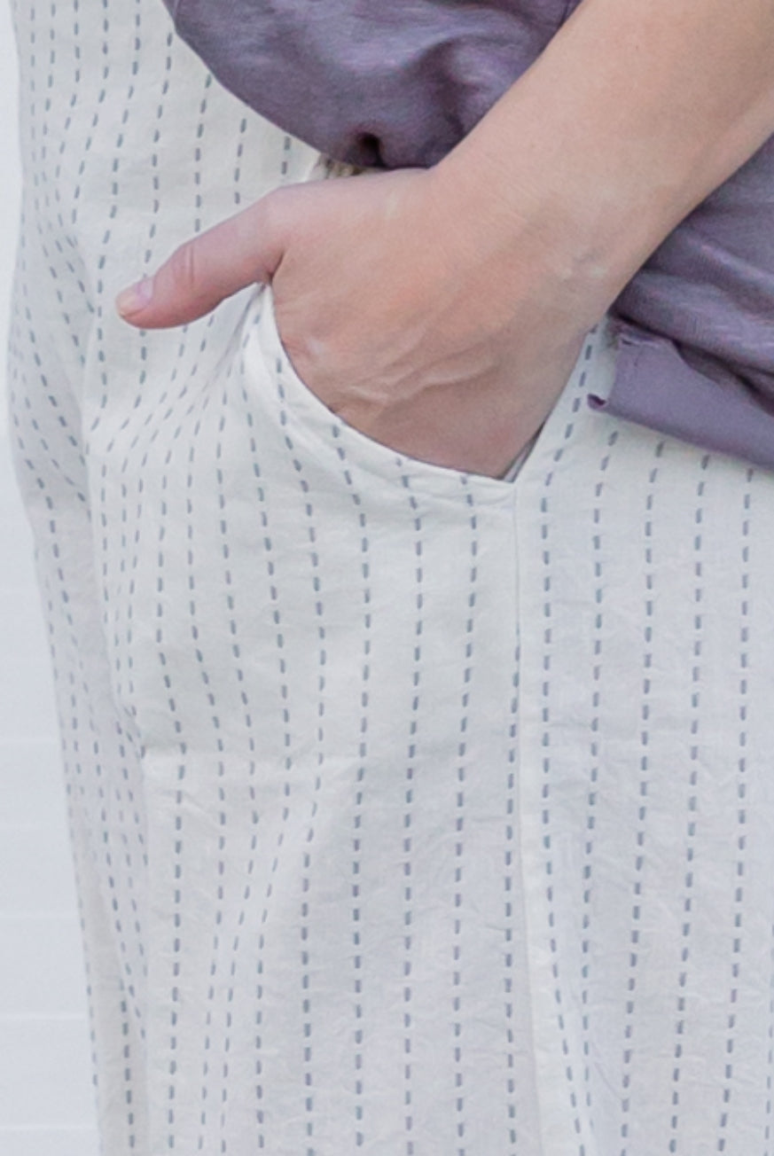 Naples Cotton Pants with Decorative Stitch Detail