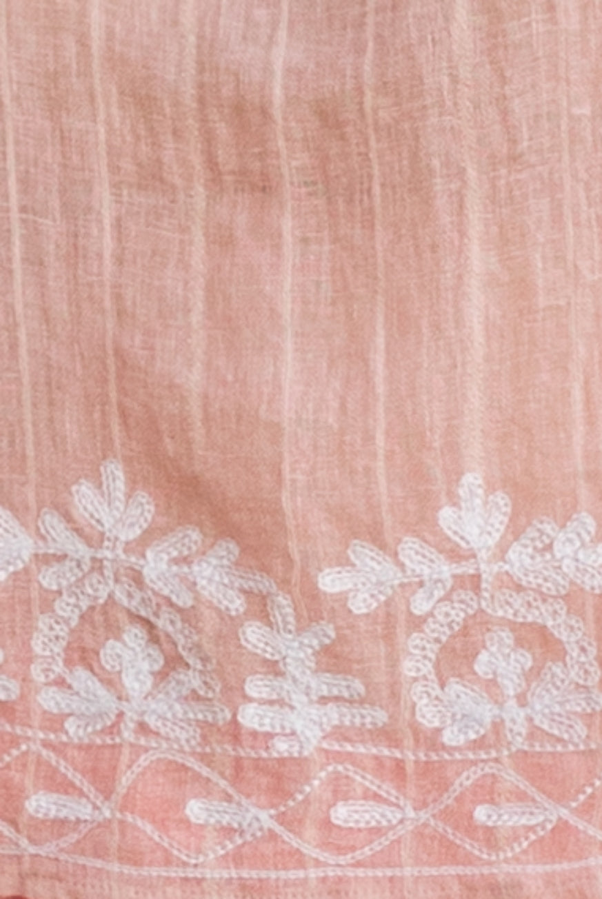 Embroidered Linen Gauze Floaty Top