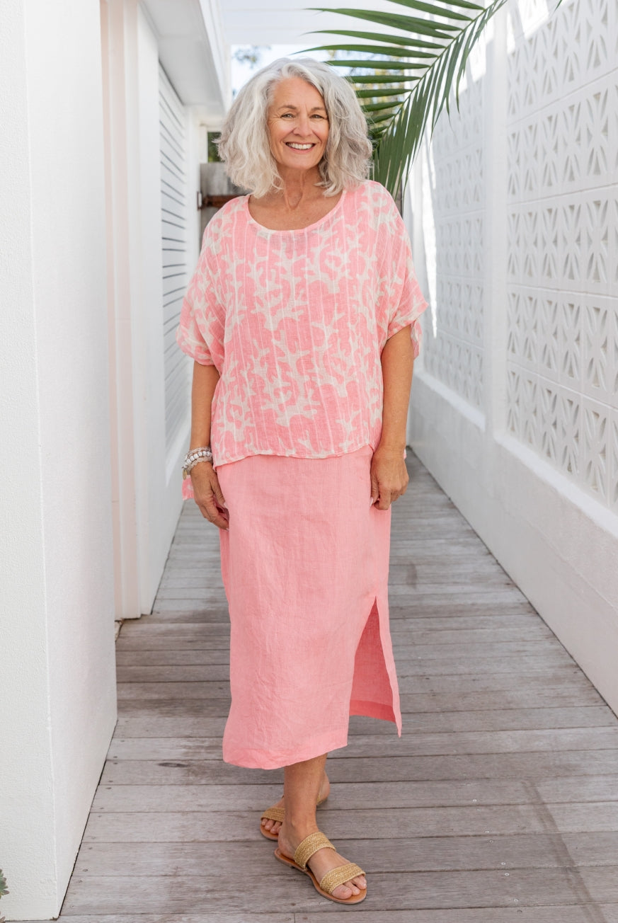 Coral Linen Gauze Floaty Top