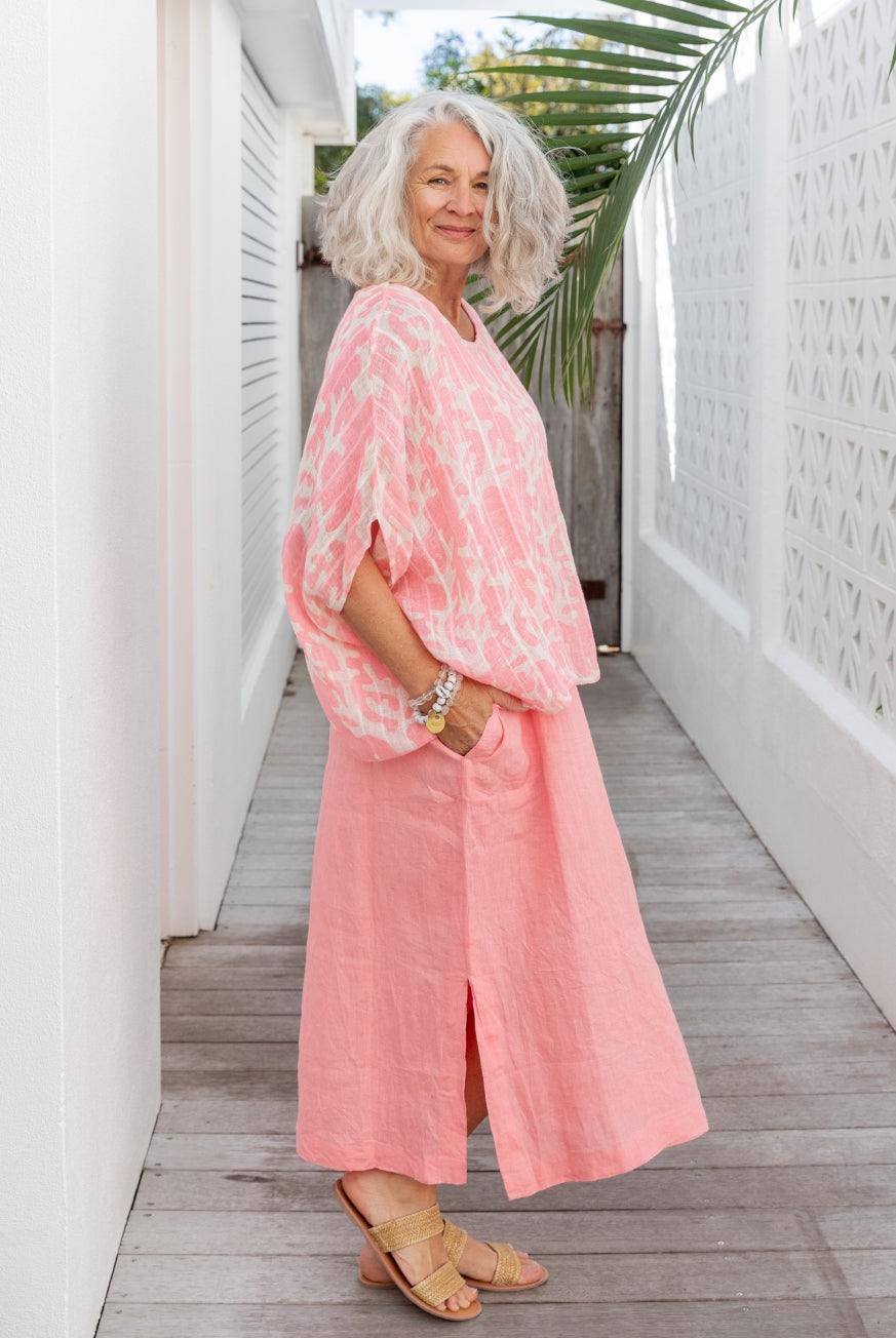 Coral Linen Gauze Floaty Top