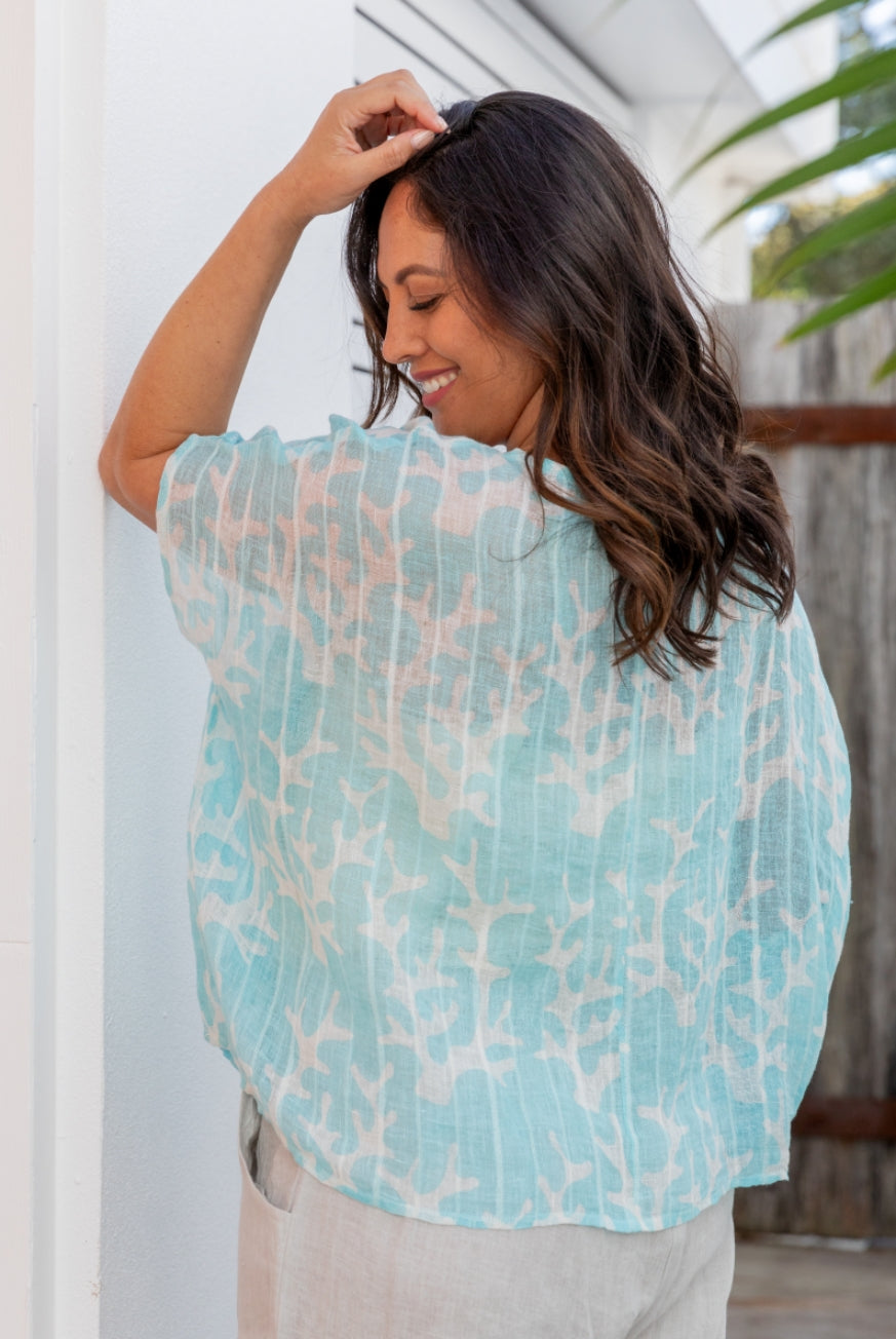 Coral Linen Gauze Floaty Top