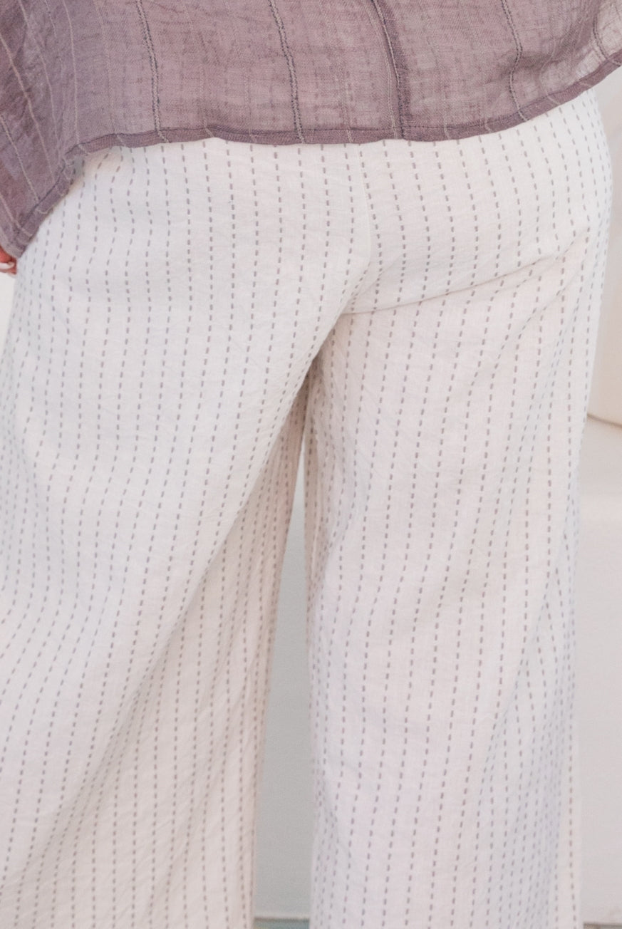 Naples Cotton Pants with Decorative Stitch Detail