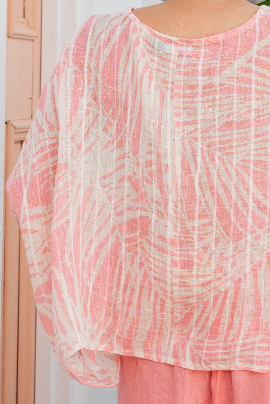 Palm Leaf Venice Linen Gauze Floaty Top