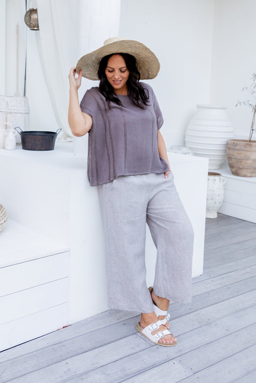 Milano Raw Linen Pants - High Waisted