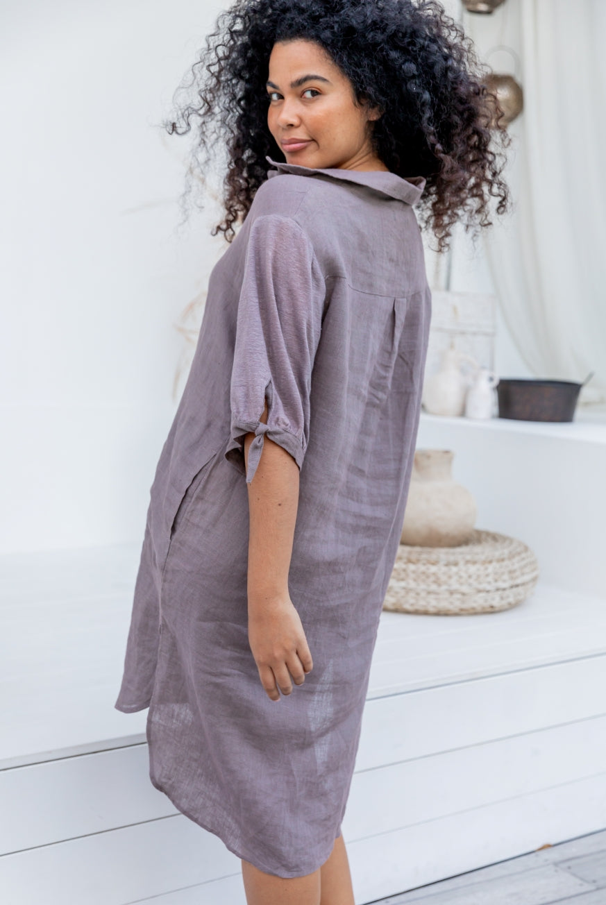 Verona Linen Dress : Shirt Style Dress