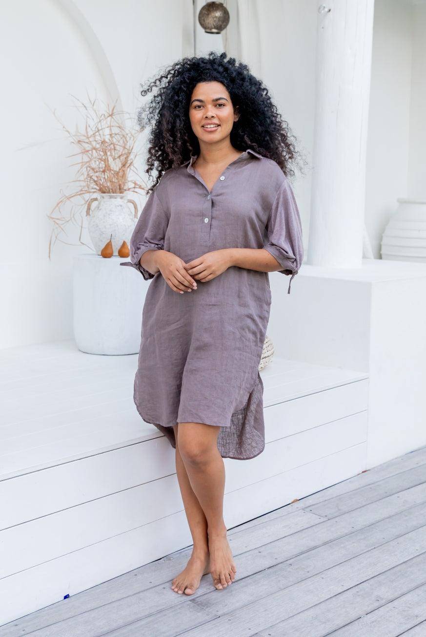 Verona Linen Dress : Shirt Style Dress