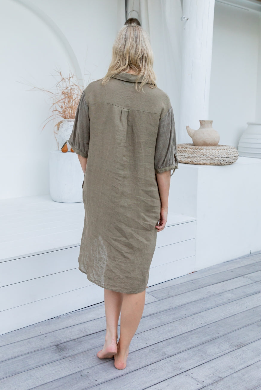 Verona Linen Dress : Shirt Style Dress