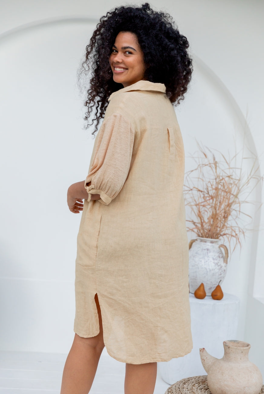 Verona Linen Dress : Shirt Style Dress