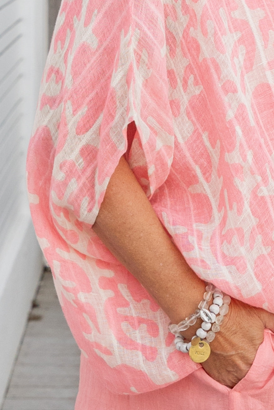 Coral Linen Gauze Floaty Top