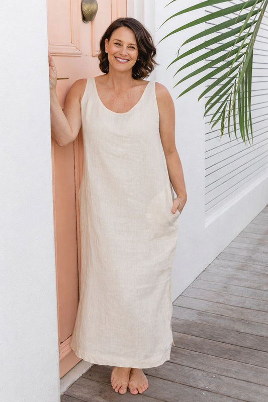 Piazza Linen Embroidered Dress