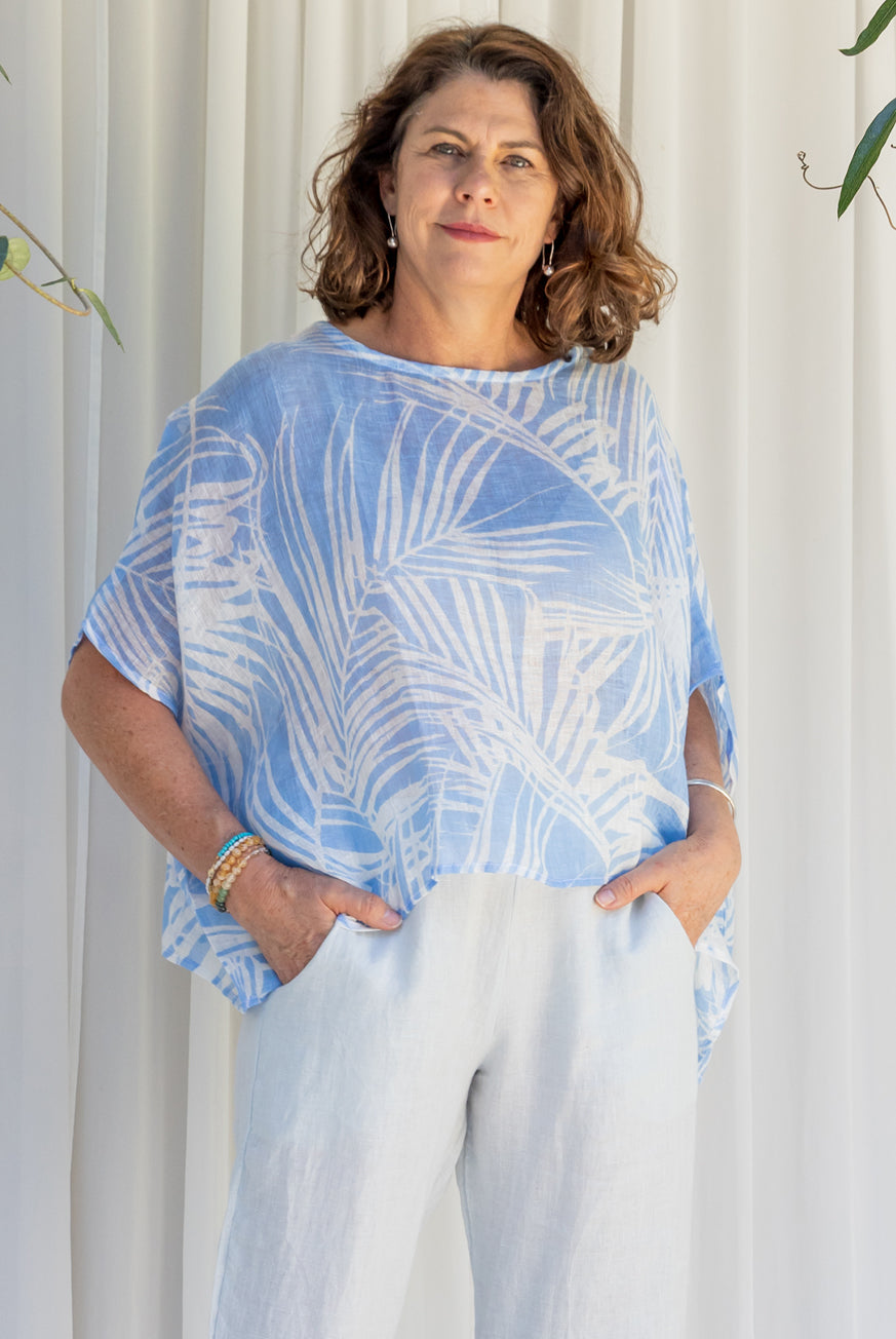 Palm Leaf Venice Linen Gauze Floaty Top